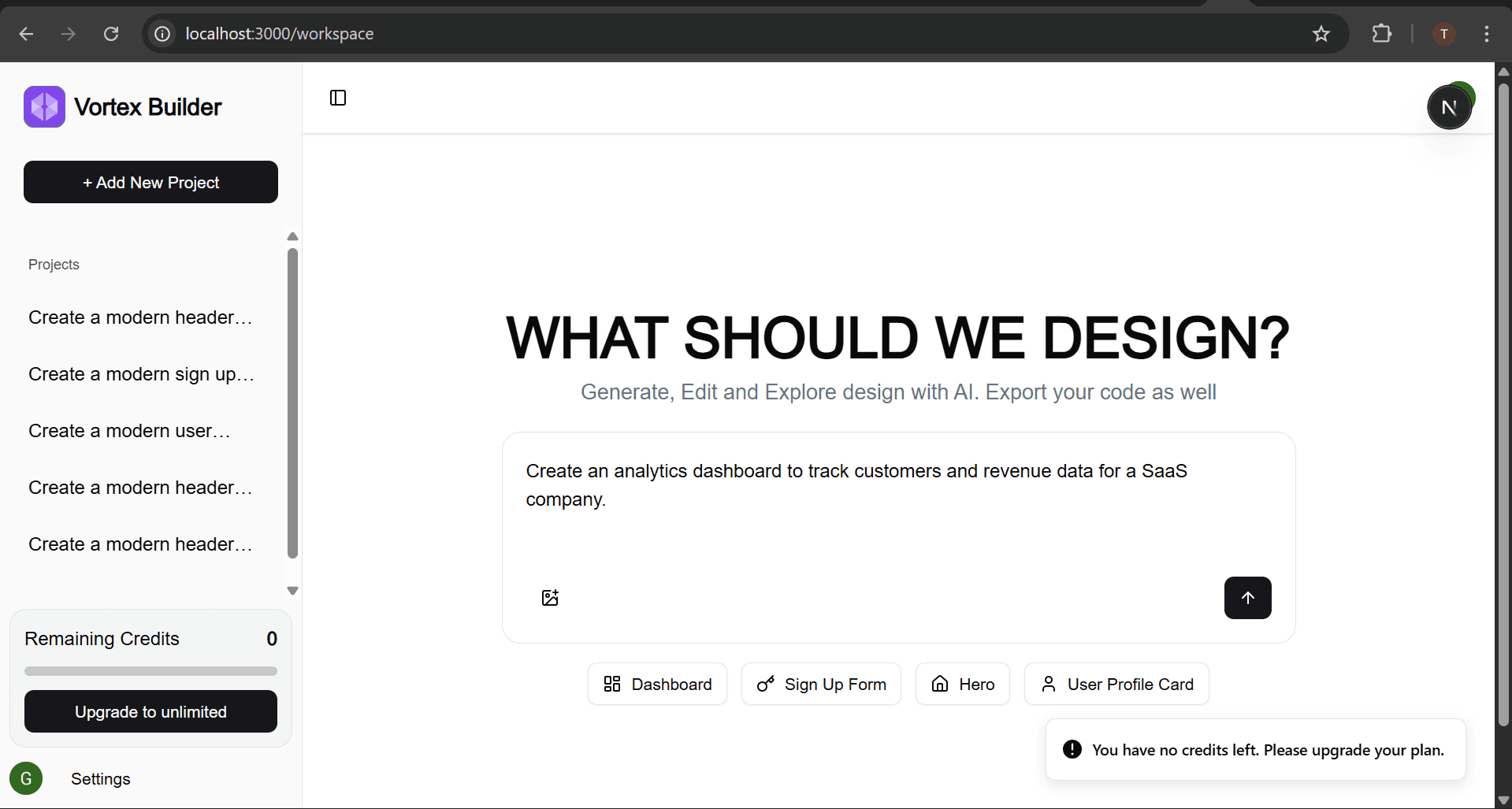 Vortex Website Generator